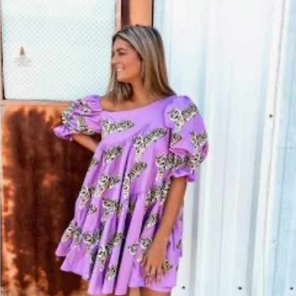 QUEEN OF SPARKLES Lilac Purple Floral Mini Dress
